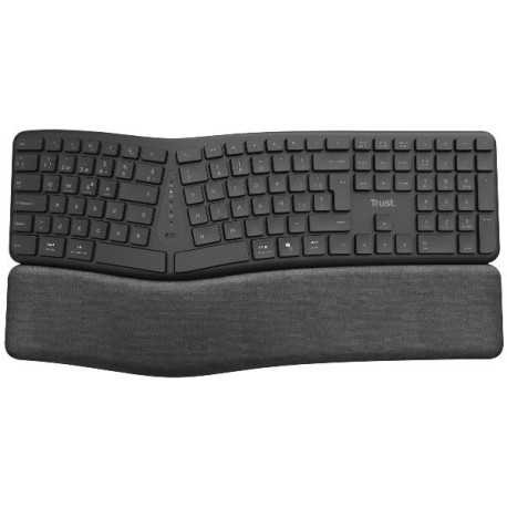 Trust TASTIERA ERGONOMICA WIRELESS TRUST KEYRA MULTI-CONNESSIONE BT + 2,4GHz - 85% PLASTICA RICICLATA - LAYOUT IT - NERO