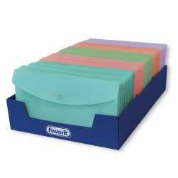 Busta con bottone Pastel - 9,9 x 21 cm - PP - colori assortiti - Favorit