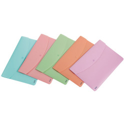 Busta con bottone Pastel - A4 - PP - colori assortiti - Favorit - conf. 5 pezzi