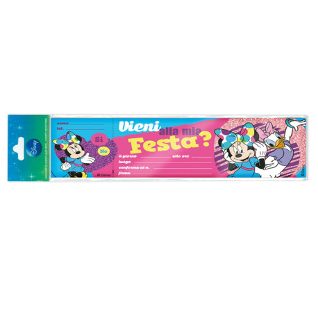 Blocchetto invito alla festa Minnie Disney - 24,8 x 7,5 cm - Rex Sadoch - conf. 10 inviti