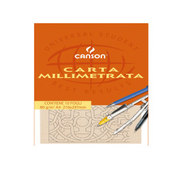 Blocco carta opaca millimetrata - A4 - 10 fogli - 80gr - Canson