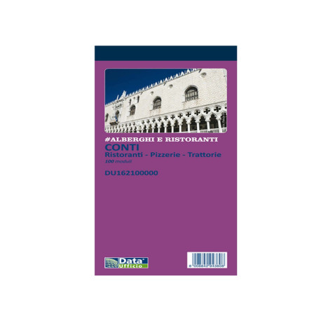 Blocco conti ristoranti/pizzerie/trattorie - 21,5 x 10 cm - 100 copie - DU162100000 - Data Ufficio