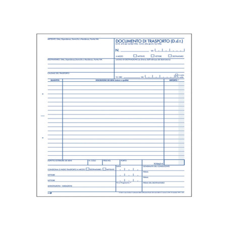 Blocco DDT - 225 x 297mm - 50 x 3 copie - BM