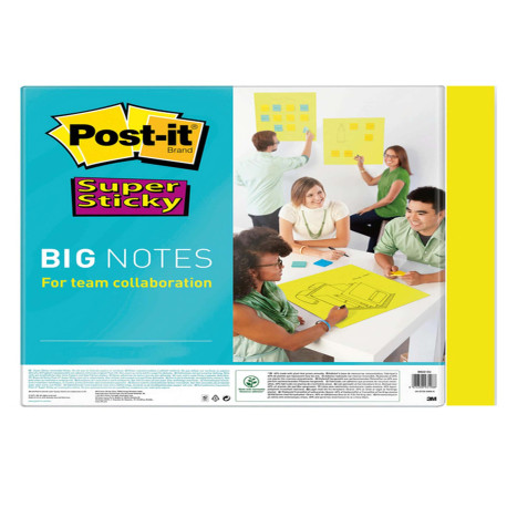 Blocco di fogli Super Sticky Big Notes - BN11-EU - 279 x 279 mm - giallo neon - 30 fogli - Post-it