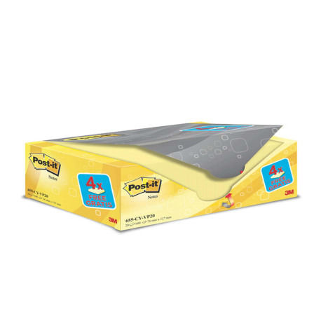 Blocco foglietti Post-it - 655CY-VP20 - 76 x 127 mm - 72 gr - giallo Canary - Post-it - conf. 20 blocchi