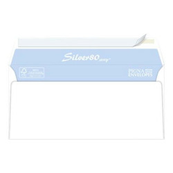 Pigna Silver 80 Strip - Busta - 110 x 230 mm - a portafoglio - apertura laterale - autoadesiva - 1 finestra - bianco - pacco da