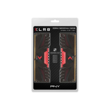 PNY XLR8 - DDR4 - modulo - 32 GB: 2 x 16 GB - DIMM 288-PIN - 3200 MHz / PC4-25600 - CL16 - 1.35 V - senza buffer - non ECC