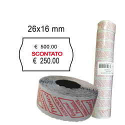 Rotolo da 1000 etichette a onda per Printex Smart 16/2616 - SCONTATO - 26x16 mm - adesivo permanente - bianco - Printex - pack 