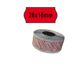 Rotolo da 1000 etichette a onda per Printex Smart 16/2616 e Z Maxi 6/2616 - 26x16 mm - adesivo permanente - rosso - Printex - p