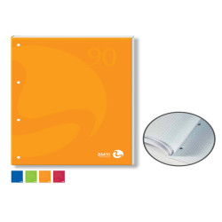 Blocco notes BM90 - A4 - collato lato lungo - quadretti 4mm - 50fg - 90gr - 4fori - copertina 250gr - BM