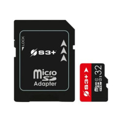 S3+ - Scheda di memoria flash (adattatore microSDHC per SD in dotazione) - 16 GB - UHS-I / Class10 - UHS-I microSDHC - nero, ro