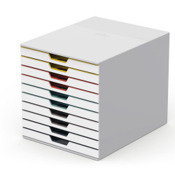 Cassettiera 10 cassetti colorati varicolor - bianco ghiaccio - 2,5cm - Durable