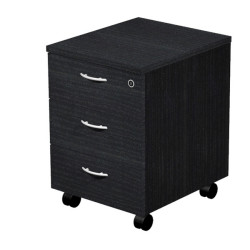 Cassettiera Easy - 3 cassetti - con ruote - 41,8 x 52 x 59,5 cm - nero venato