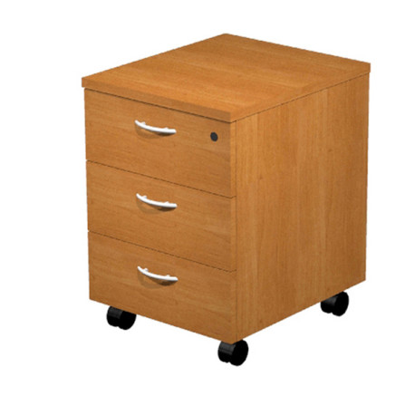 Cassettiera Easy - 3 cassetti - con ruote - 41,8 x 52 x 59,5 cm - noce chiaro