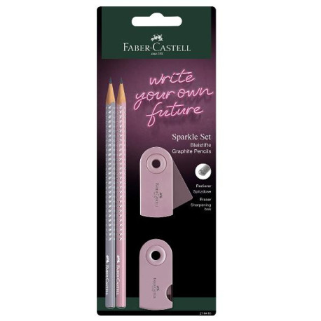 Blister 2 matite di grafite Sparkle + 1 gomma mini sleeve + 1 temperamatite mini sleeve rose shadows/dapple grey