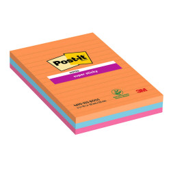 Blocco Post-it Super Sticky - 4690-3SS-BOOS - a righe - 101 x 152 mm - colori Boost - 90 fogli - Post-it - conf. 3 pezzi