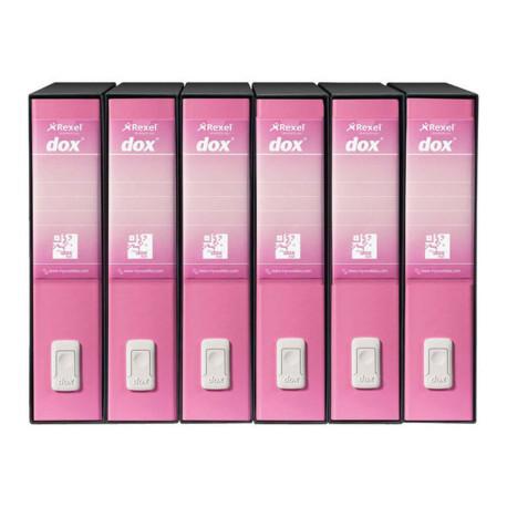 Rexel Dox Box 2 - Cartellina con meccanismo a leva - larghezza dorsale 80 mm - per A4, A4 Plus - rosa