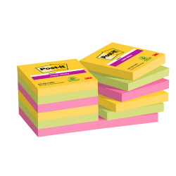 Blocco Post-it Super Sticky - 622-12SS-CARN - 47,6 x 47,6 mm - colori Carnival - 90 fogli - Post-it - conf. 12 pezzi