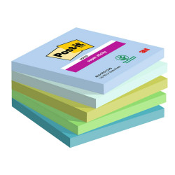 Blocco Post-it Super Sticky - 654-5SS-OAS - 76 x 76 mm - colori Oasis -  90 fogli - Post-it - conf. 5 pezzi