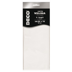 Carta velina - 50 x 76 cm - 20 gr - bianco - Deco - busta 5 fogli