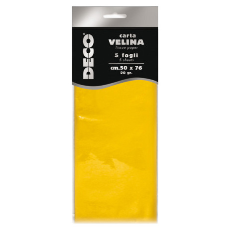 Carta velina - 50 x 76 cm - 20 gr - giallo - Deco - busta 5 fogli