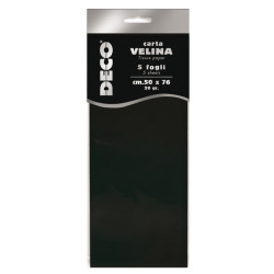 Carta velina - 50 x 76 cm - 20 gr - nero - Deco - busta 5 fogli