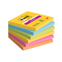 Blocco Post-it Super Sticky - 654-6SS-CARN - 76 x 76 mm - colori Carnival - 90 fogli - Post-it - conf- 6 pezzi
