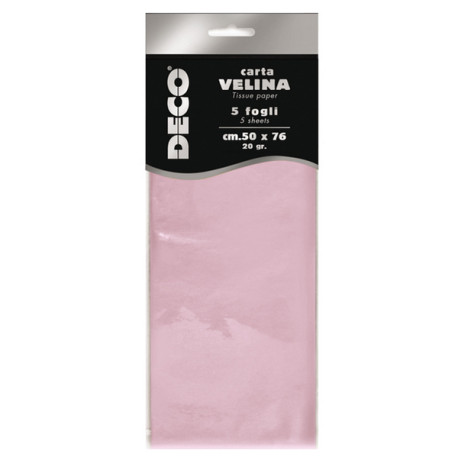 Carta velina - 50 x 76 cm - 20 gr - rosa - Deco - busta 5 fogli