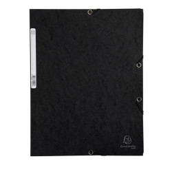 Cartella 3 lembi con elastico angolare - A4 - dorso 0,3 cm - cartoncino Lustrè - nero - Exacompta
