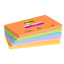 Blocco Post-it Super Sticky - 655-5SS-OAS - 76 x 127 mm - colori Boost - 90 fogli - Post-it - conf. 5 pezzi
