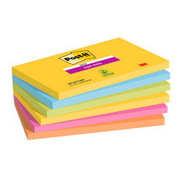 Blocco Post-it Super Sticky - 655-6SS-CARN - 76 x 127 mm - colori Carnival - 90 fogli - Post-it - conf. 6 pezzi
