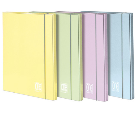 Cartella 3 lembi con elastico One Color - A4 - dorso 1 cm - colori assortiti pastello - Blasetti