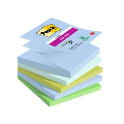 Blocco Post-it Super Sticky Z Notes - R330-5SS-OAS - 76 x 76 mm - colori Oasis - 90 fogli - Post-it - conf. 5 pezzi