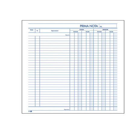 Blocco prima nota cassa - 50 fogli x 2 copie ricalcanti - 22 x 28cm - BM