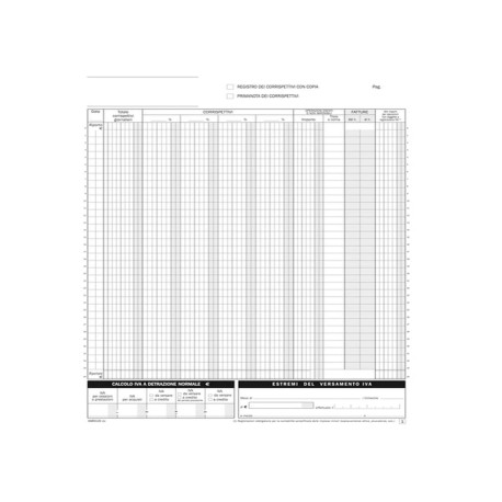 Blocco registro corrispettivi - 12/12 copie autoric. - 29,7 x 21,5 cm - DU168512C00 - Data Ufficio