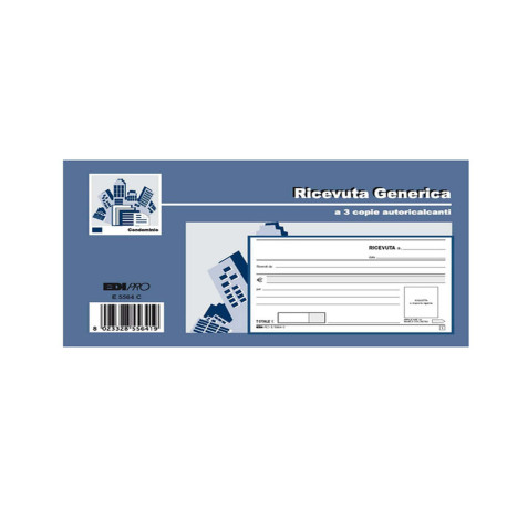 Blocco ricevute generiche - 33 fogli 3 copie autoricalcanti - 9,9 x 17cm - Edipro