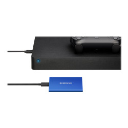 Samsung T7 MU-PC1T0H - SSD - crittografato - 1 TB - esterno (portatile) - USB 3.2 Gen 2 (USB-C connettore) - 256 bit AES - blu 