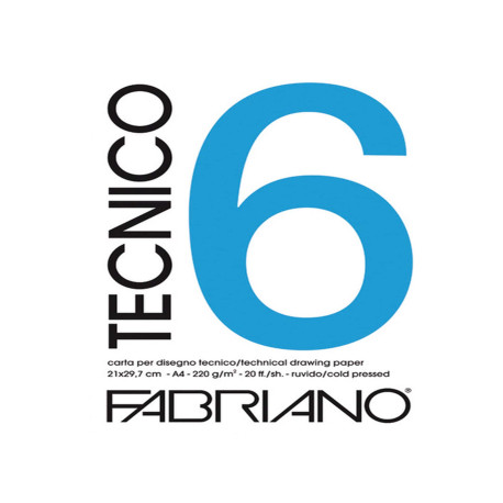 Blocco Tecnico 6 - 25 x 35 cm - 20 fogli - 220 gr - ruvido - Fabriano