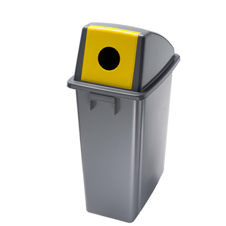 Contenitore Office 60 Lt - con foro per bottiglie - 33x46x79 cm - grigio/giallo - Medial