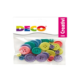 Bottoni - in legno - colori pastello - Deco - conf. 30 pezzi