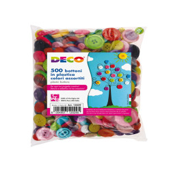 Bottoni - in plastica - colori assortiti - Deco - conf. 650 pezzi