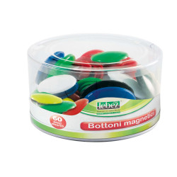 Bottoni magnetici tondi - misure e colori assortiti - Lebez - barattolo da 60 pezzi
