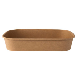 Bowl monouso - rettangolare - 500 ml - cartoncino - avana - Signor Bio - conf. 50 pezzi
