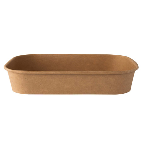 Bowl monouso - rettangolare - 500 ml - cartoncino - avana - Signor Bio - conf. 50 pezzi