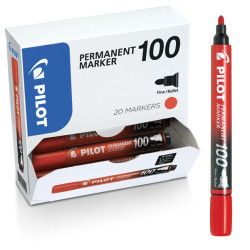 Scatola Marcatore Permanente Markers 100  - punta tonda 4,50mm - rosso - Pilot - conf. 15 + 5 pezzi