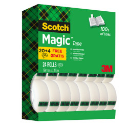 Nastro adesivo Magic™ 810 - permanente - 1,9 cm x 33 m - trasparente - Scotch - Value Pack 20+4 rotoli