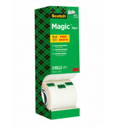Nastro adesivo Magic™ 810 - permanente - 1,9 cm x 33 m - trasparente - Scotch - Value Pack 7+1 rotoli