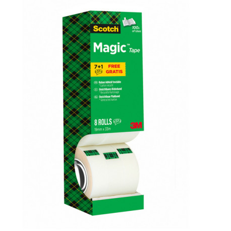 Nastro adesivo Magic™ 810 - permanente - 1,9 cm x 33 m - trasparente - Scotch - Value Pack 7+1 rotoli