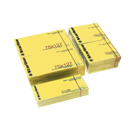 Blocchetto biglietti adesivi - giallo - 75 x 75mm - 70gr - 100 fogli - Starline