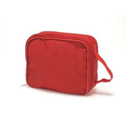 Borsa in nylon colore Rosso con chiusura a zip centrale,maniglia e velcro posteriore cm 24 x 17 x 8